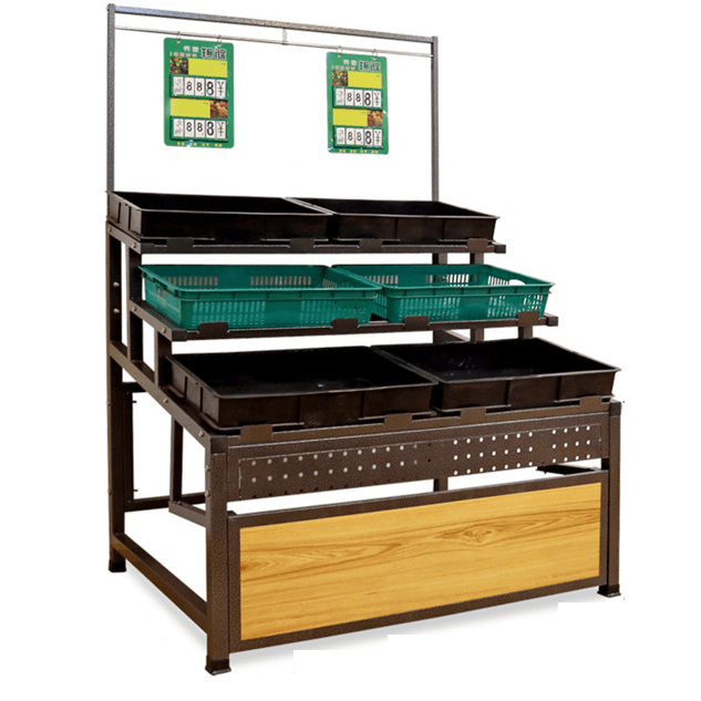 Kệ gỗ kết hợp rổ 2