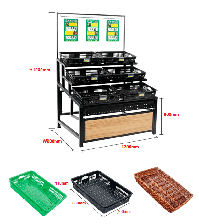 Kệ gỗ kết hợp rổ 3