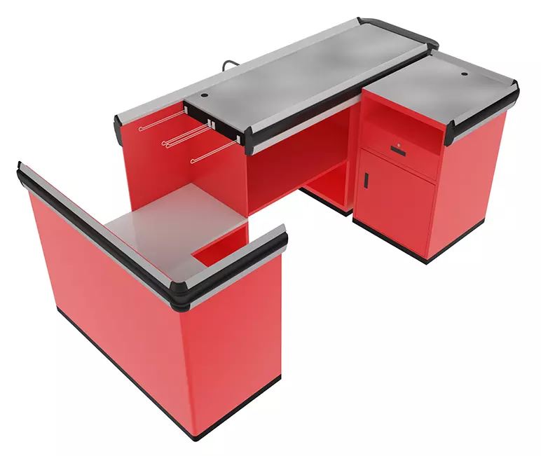 Bàn thanh toán với máy rút túi nhựa 3