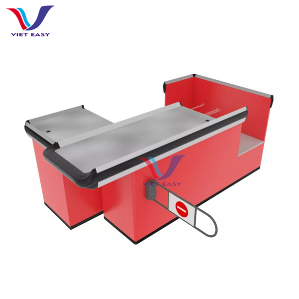Bàn thanh toán với máy rút túi nhựa