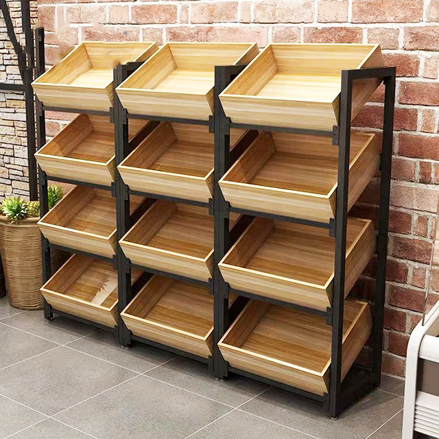 Kệ đơn sắt kết hợp gỗ 4