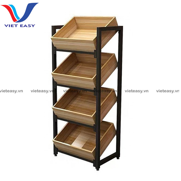 Kệ đơn sắt kết hợp gỗ