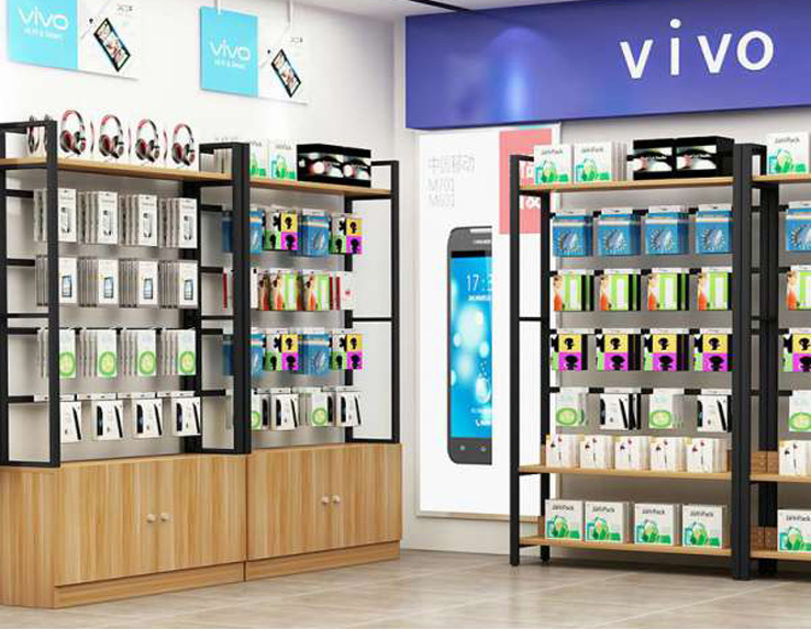 Kệ gỗ cửa hàng điện thoại 2