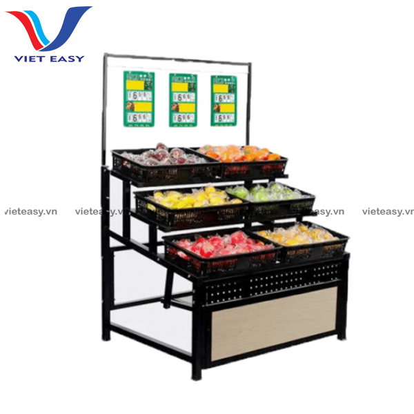 Kệ gỗ kết hợp rổ
