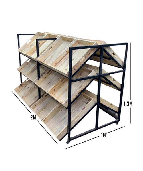 Kệ đôi sắt kết hợp gỗ 4