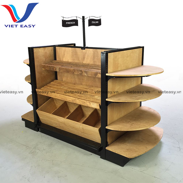 Kệ đôi sắt kết hợp gỗ