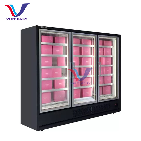 Tủ đông nhiều tầng có 3 cửa để mở